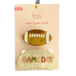 Game Day Football Set Of 2 Claw Hair Clips By Fraiser Sterling New With Tags
